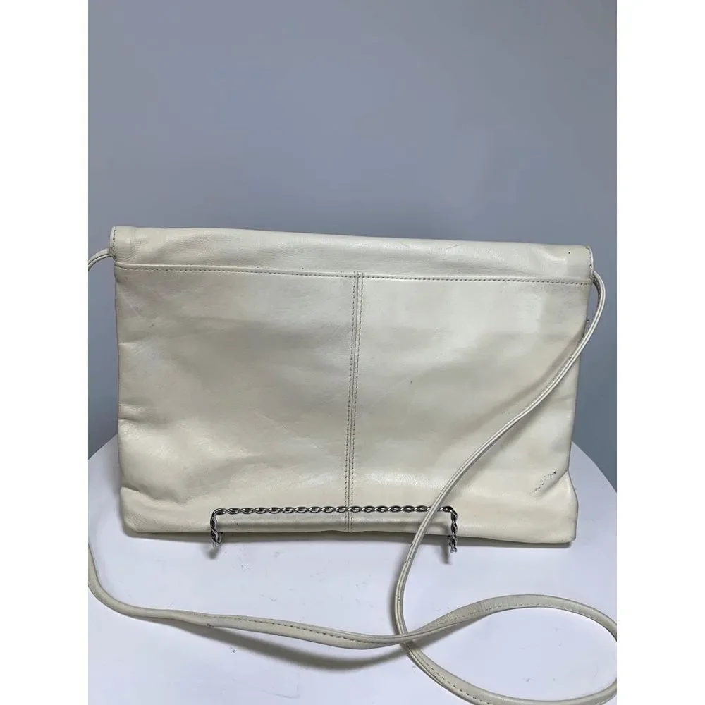 Vintage Albi Cream Leather Shoulder Purse